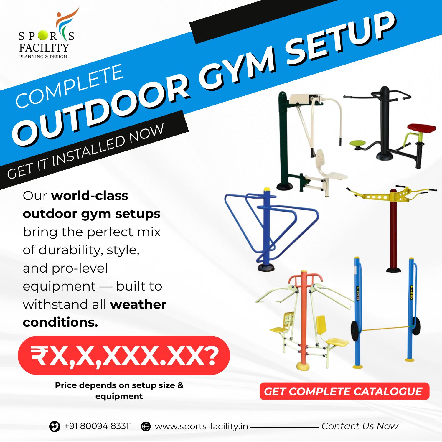 Complete Outdoor Gym Setup with Sports-Facility.in – Durable, Stylish, and Professional Equipment