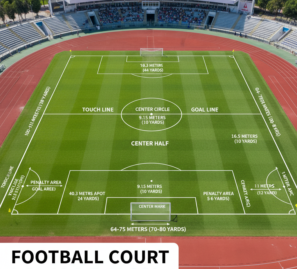 football court with measurement