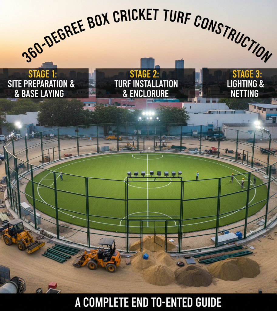 360-Degree Box Cricket Turf Construction